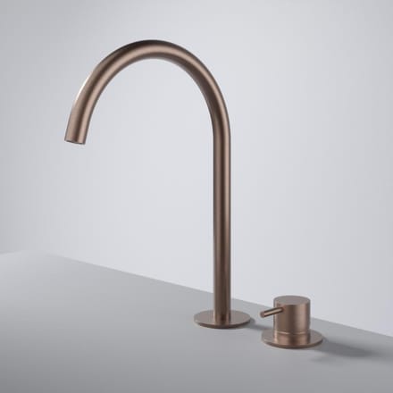 Hotbath Cobber CB023H wastafelkraan 2-gats hoog geborsteld koper PVD