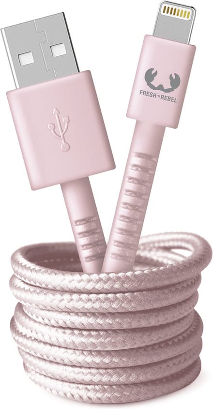 Fresh 'n Rebel - USB naar Apple Lightning oplaadkabel - 2 meter - Gevlochten kwaliteit kabel - Smokey Pink