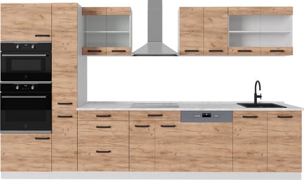 Vicco R-Line Keukenblok – 350 cm WB Marmer Eik goud/wit
