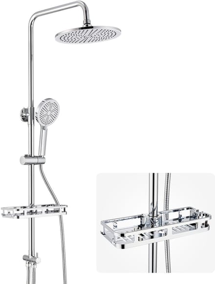 Auralum Max Douchesysteem met Handdouche 4 Standen - Luxe Regendouche set zonder Kraan - Inclusief Planchet - Chroom