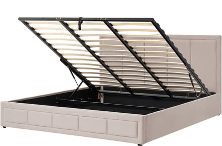 QUIBERON - Bed met opbergruimte - Beige - 180 x 200 cm - Polyester