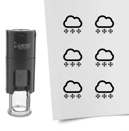 CombiCraft Stempel sneeuw 10mm rond zwarte inkt - per 1 stuk