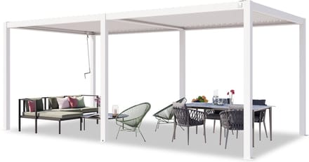 PRIMEYARD Pergola 3x6 m staanders van aluminium met stalen lamellendak paviljoen wit