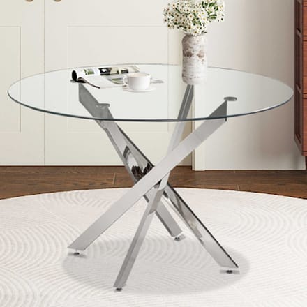 Tafel 'Lasi' 120 cm Rond Glas, Poten Chroom