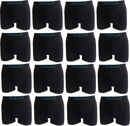 Belucci Microfiber Mega Pack Zwarte Heren Boxershorts - 16 -pack - Maat M/L