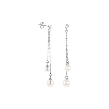 Luna-Pearls - Dames Oorbellen - 925 / - zilver - parel - 315.0356