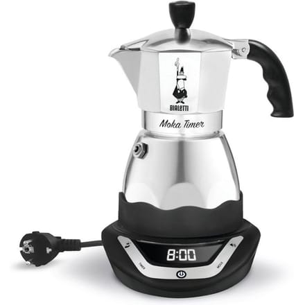 Cafetiere italienne électrique - BIALETTI - MOKA TIMER - 3 tasses - 120 ml - Inox