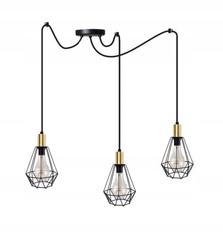 Diamant Hanglamp Goud Zwart Metaal E27 3x60W