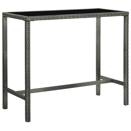 vidaXL - Tuinbartafel - 130x60x110 - cm - poly - rattan - en - glas - grijs