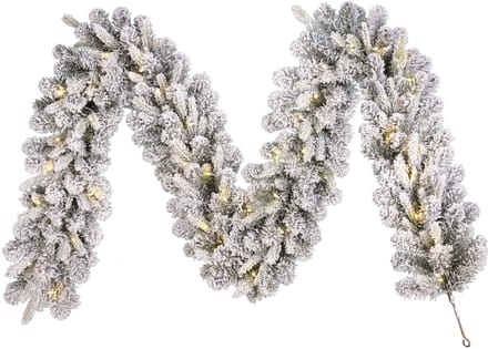 Black Box Trees Glendon Guirlande met Verlichting - Kerstguirlande met Sneeuw L270 cm - Kerst Decoratie met Lampjes - Frosted