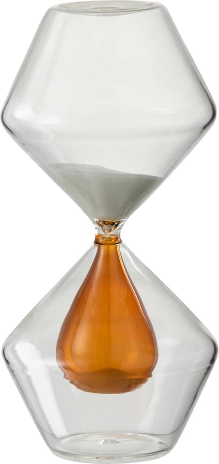 J-line zandloper dubbel glas | Oker / oranje | 8,5 x 8,5 x 17,5 cm
