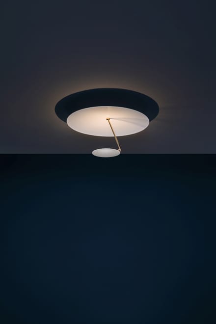Catellani & Smith - Lederam C 150/C180 Plafondlamp - lampenkap wit - staaf satijn - schijf wit - Ø 50