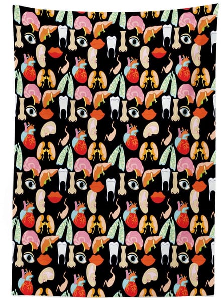 ABAKUHAUS Hawaii Tafelkleed – 140x200 cm – Satijn, Lichtblauw/Multicolor