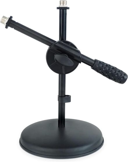 Microfoon Statief met Galg - Tafelstatief Bureaustatief - Streaming Opnames - Voor Twee Apparaten - 30 cm Hoog - Zwart