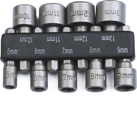 DW4Trading 9-delige Metrische Zeskant Dopsleutel Set in Houder - 5-13 mm