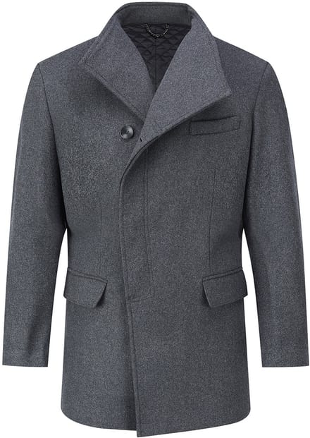 ALLTHEMEN Heren Lange Mantel Wollen Winterjas - Slim Fit Jas - M