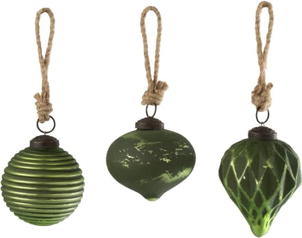 J-Line kerstbal Geoxideerd - glas - groen - small - 3 stuks