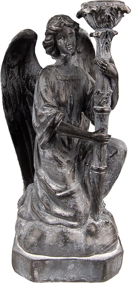 Clayre & Eef Kandelaar Engel 29 cm Grijs Kunststof