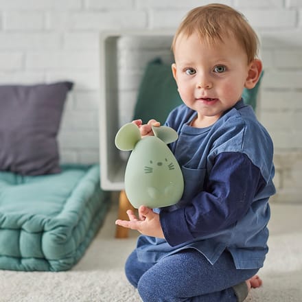 Nattou Silicone - Nachtlamp voor Baby's - Muis - 11 cm - Groen