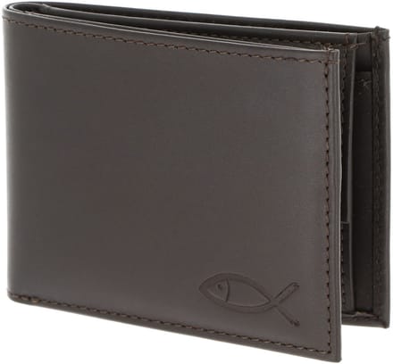 oxmox Leren portemonnee Leather RFID Protect Pocketbörse Freedom Fish Embossed Brown donkerbruin