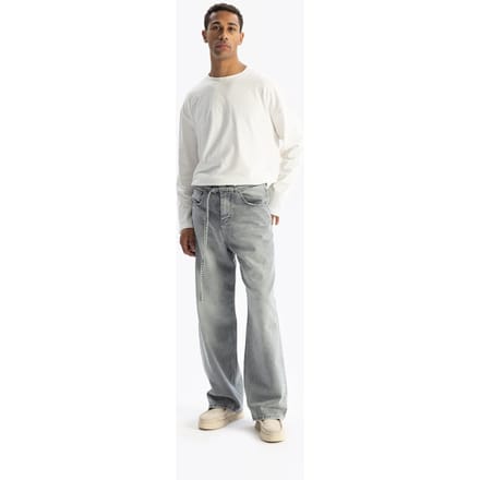 Wijde Pijpen Midden Taille Denim Jeans