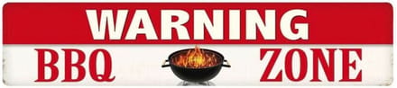 Warning BBQ Zone Metalen Bord 46 x 10 cm