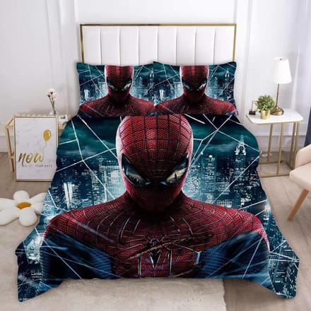 Marvel Comics Spider-Man Ensemble de Literie Anime Housse de Couette 1009 Polyester Convient aux Enfants et aux Adultes Ensemble 3 Pièces 150*200cm 3pcs