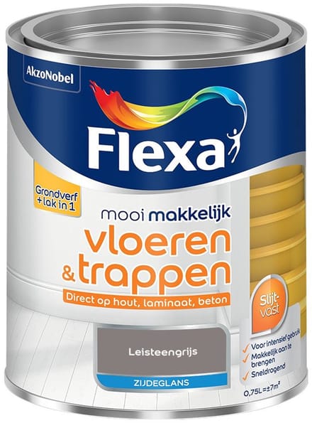 Flexa - Mooi Makkelijk Vloeren & Trappen Zijdeglans - Leisteengrijs - Mengverf - 750 Ml