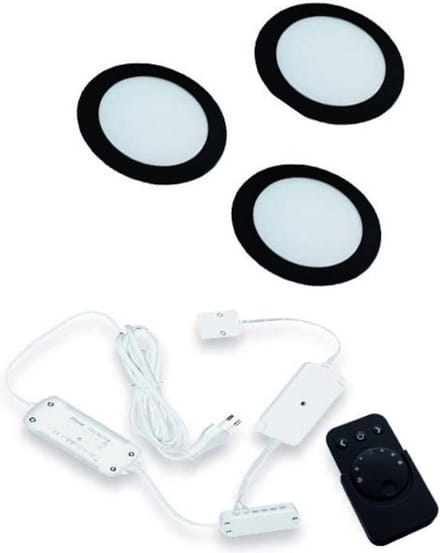 Hera FR-55 Dynamic Led set van 3 spots met dimmer inbouw 24V/15W zwart