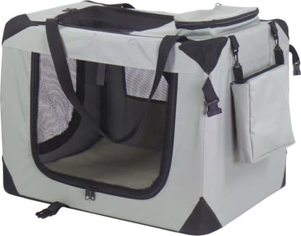 Reismand dogcrate nylon grijs 82x58x58 cm