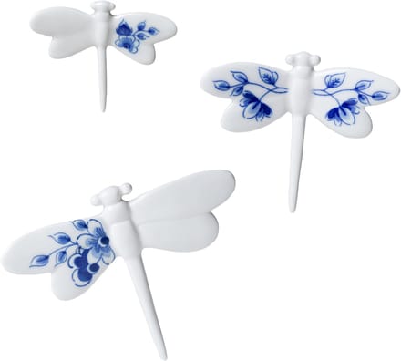 Heinen Delfts Blauw - Wanddecoratie Libelle - Set van 3 - Keramiek - Delfts blauw