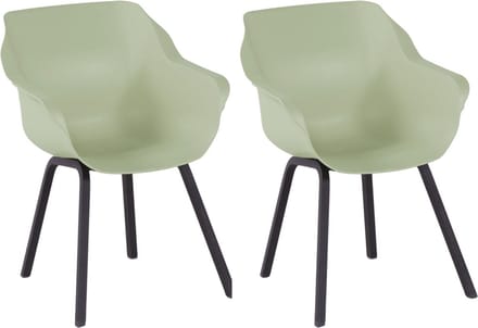 Hartman Sophie armchair tuinstoel met armleuning - Mint groen - set van 2 - zwart element onderstel
