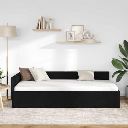 vidaXL - Hoek - Bed - Frame - Zwart - 90 - x - 190 - cm - Stof