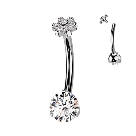 Piercing titanium rond met bloem top - LMPiercings