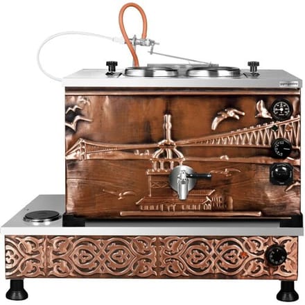 GGM Gastro Elektrisch koperen samowar theeketel - 720mm - 22L - Istanbul Design koper