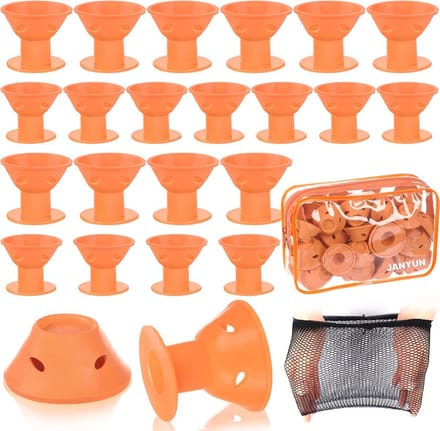 40 Stuks Oranje Siliconen Haarrollers voor Hitteloos Krullen en Volume