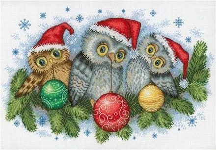 Borduurpakket Kerst - Uilen - Mp Studia