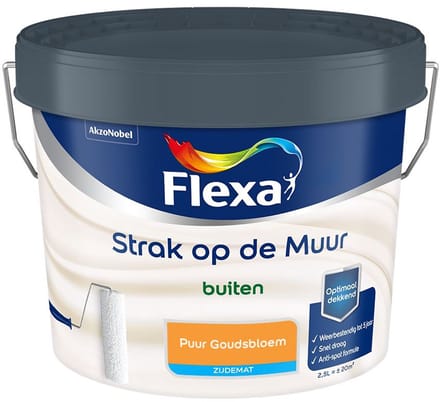 Flexa - Strak Op De Muur Buiten Zijdemat - Puur Goudsbloem - Mengverf - 2,5 L