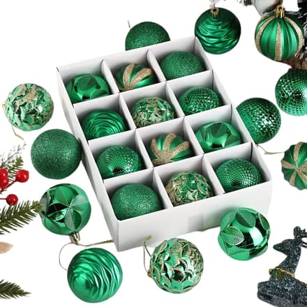 Nivard Kerstballen - Kerstversiering - Plastic - Kerstballenset - Groen - 12 stuks