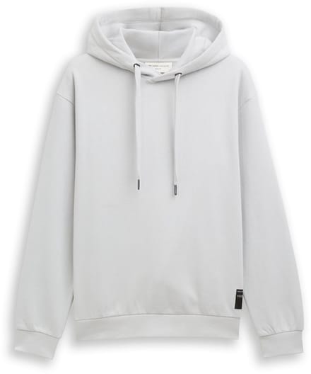 Tom Tailor Denim - Hoodie sweatshirt met logo-badge - Maat XS - Chalk Grey