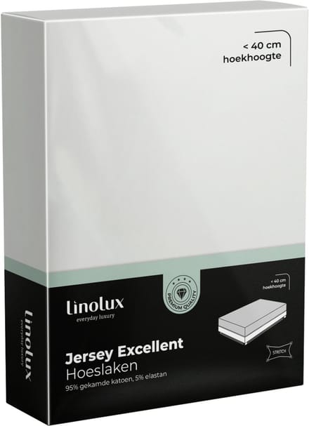 Linolux Hoeslaken Jersey Excellent Offwhite 80x200 t/m 100x220