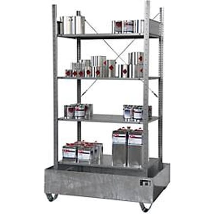 BAUER S 3022-4E kleine containerlegbord, basislegbord, B 1200 x D 800 x H 2105 mm, 4 legborden + 1 opvangbak
