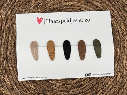 Haarspeldjes 'Lott' setje 11 - speldje met imitatieleer - 4 cm speldjes
