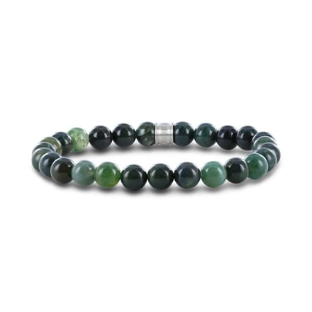 Frank 1967 7FB-0673 Armband Moss Agaat Beads 8mm - 20cm - Staal - Groen