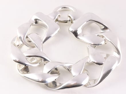 Hoogglans zilveren armband met grote gourmet schakels