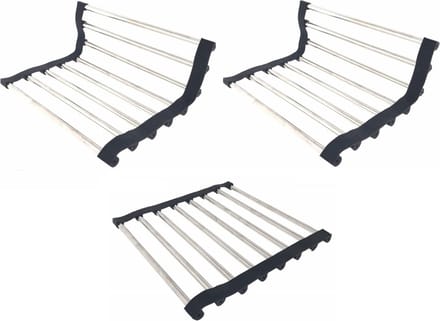 Benson Pannenonderzetter - 3x - RVS - antislip - buigbaar - 22 x 22 cm - Afdruiprek