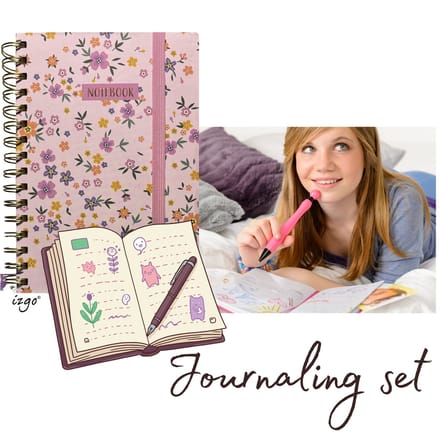 IZGO Journaling set - Dagboek - Notitieboek - Notebook A5 - Stickers - Bullet Journal - Pink with flowers