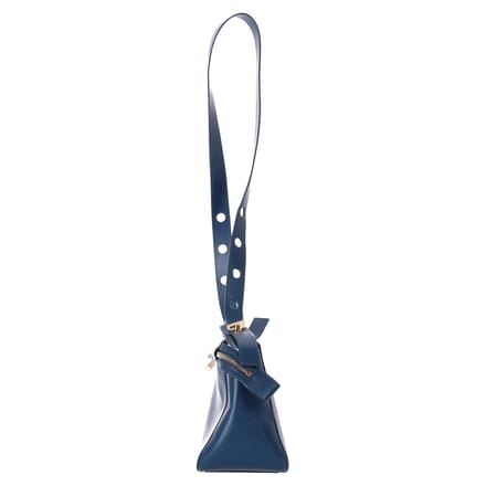Sophie Hulme Grote Bolt Schoudertas in Marineblauw Leren