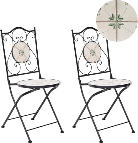 CARONA - Tuinstoel set van 2 - Zwart - Metaal/Keramiek