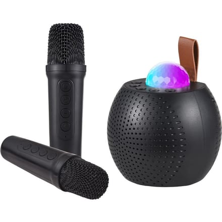 Karaoke Machine Mini Draadloze Microfoon en Speaker Set met 2 Microfoons Cadeaus voor Verjaardagsfeest zwart